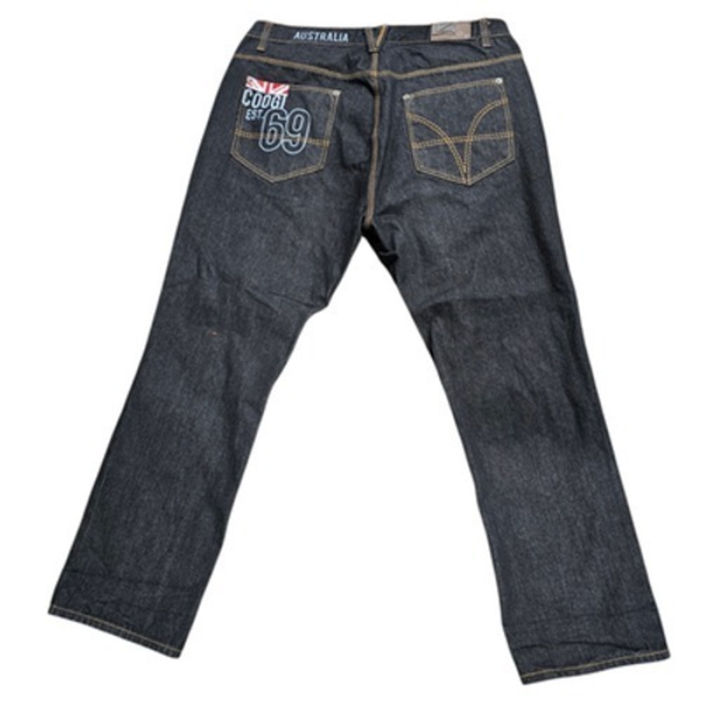 COOGI Mens Dark Wash Blue Jeans Size 44 Straight Leg Embroidered Logo Denim Y2K - Picture 2 of 12